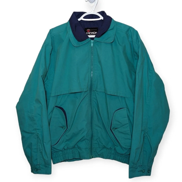 Vintage Canada Sportswear Co. Teal Green Zip Bomber Wind  Breaker Men's Medium - Picture 1 of 10